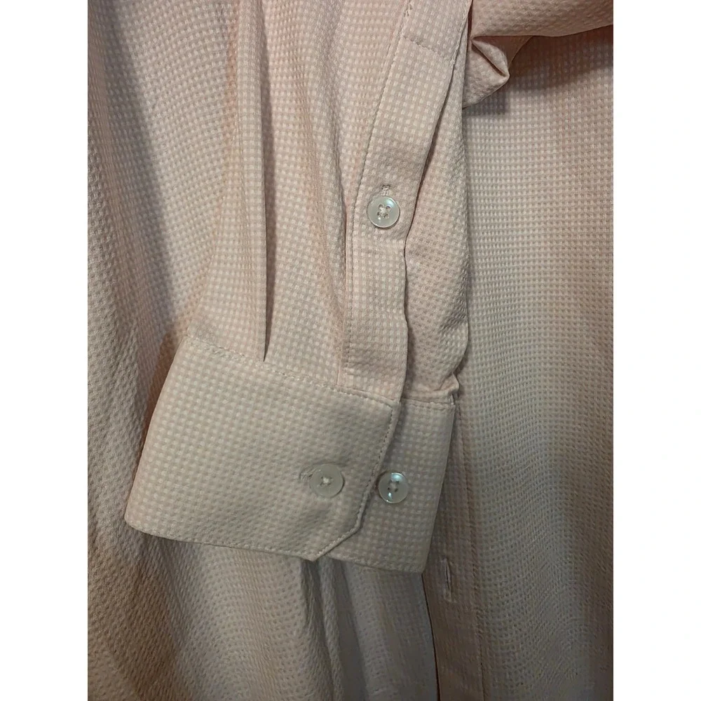 Mizzen+Main Spinnaker Pink Micro Check Performance Dress Shirt XL Trim Fit Mens